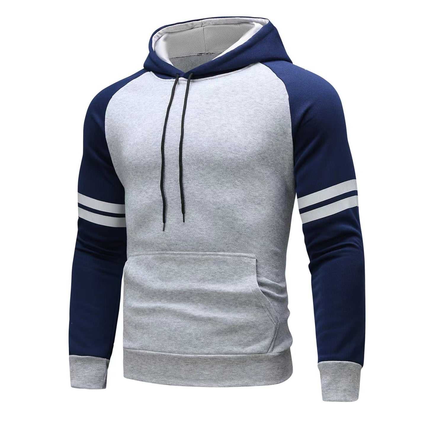 Mens Hooded Sweatshirt Pullover Raglan Sleeve Regular Fit Cotton Blend Athleisure