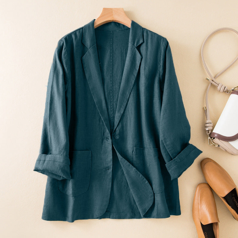 Women's Jacket – Relaxed Fit – Natural Fibers – Long Sleeved with Buttoned Front