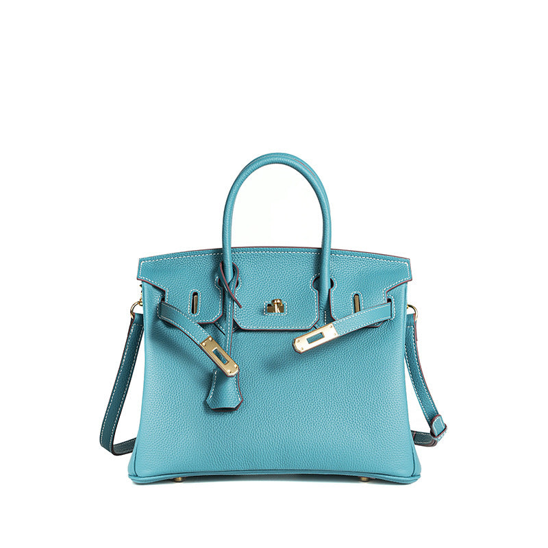 TrendAura Jessica Structured Leather Handbag - Timeless Elegance With Flap Closure And Detachable Strap