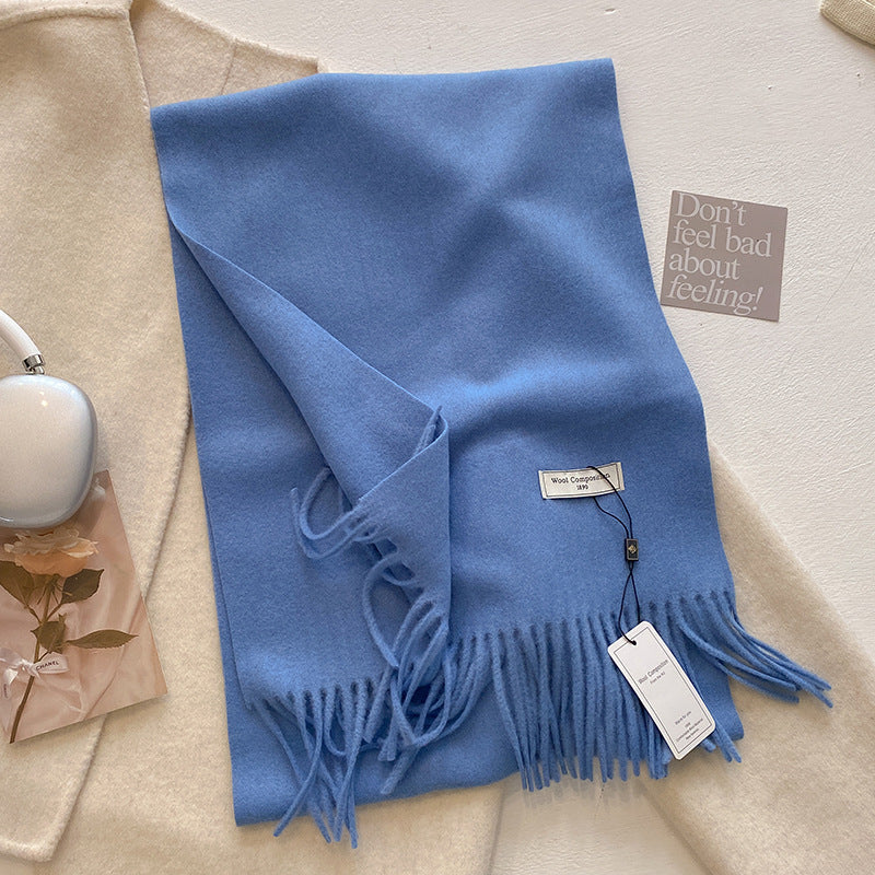 Women's Plain Tassel Scarf with Soft Fabric and Versatile Style