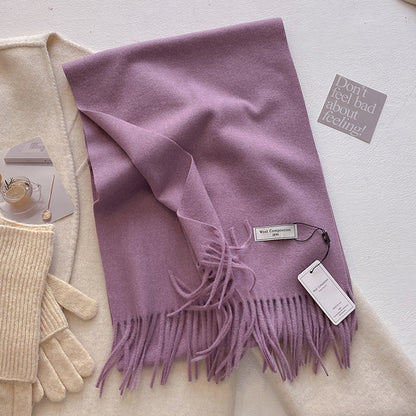 Women's Plain Tassel Scarf with Soft Fabric and Versatile Style