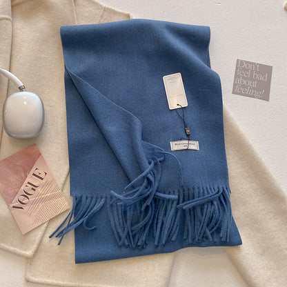 Women's Plain Tassel Scarf with Soft Fabric and Versatile Style