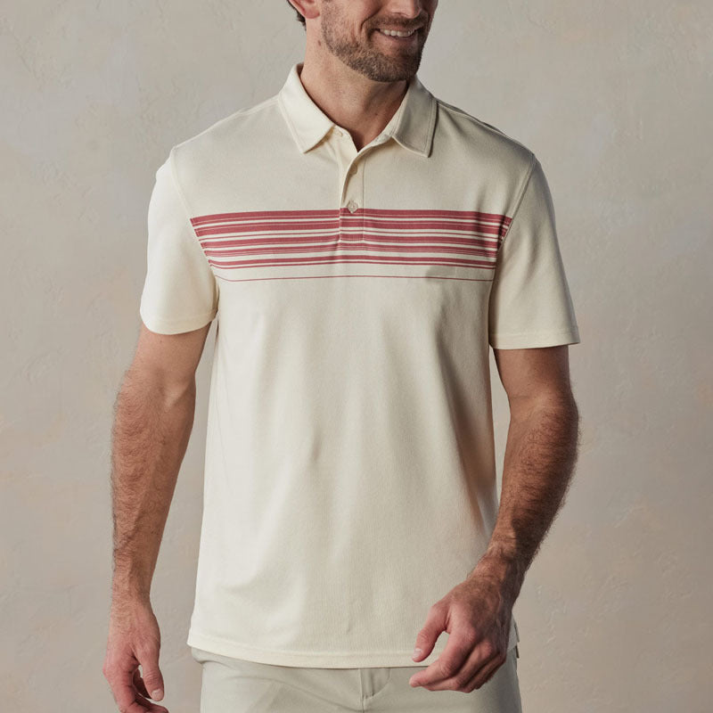 Men's Polo Shirt Slim Fit V Neck with Buttons Breathable Cotton Blend Striped for Everyday Comfort