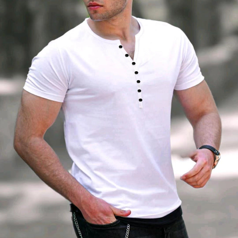 TrendAura Men's Slim Fit Henley T Shirt Soft Knit Short Sleeve Casual Everyday Style