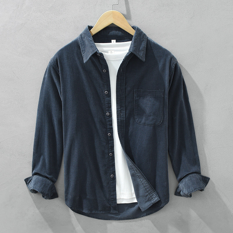 Max Cord Overshirt For Men, Elegant Retro Style, Textured Cord Fabric, Relaxed Fit, Warmth