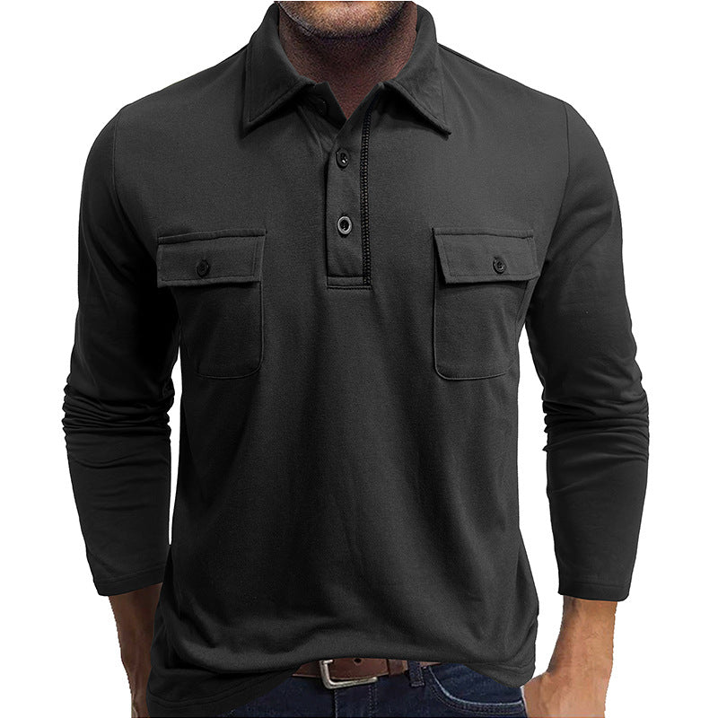 Men's Long Sleeve Polo Shirt Cotton Blend Regular Fit With Dual Flap Chest Pockets Nordisk Flair