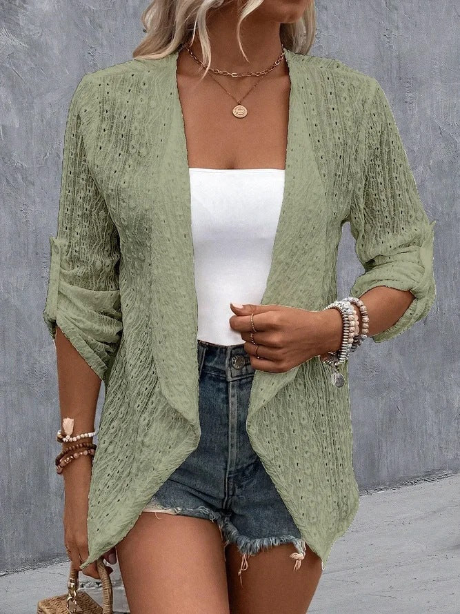 Women's Cardigan – Crocheted Knit – Open Front – Relaxed Fit – Boho Layering