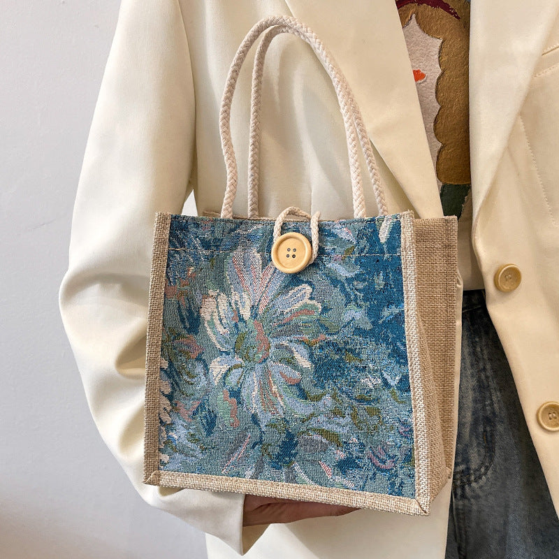 Heather Floral Woven Tote
