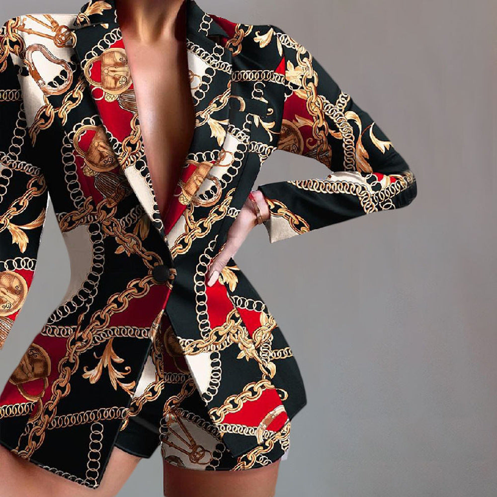 Women’s Blazer – Tailored Fit – Leopard Print – Peaked Lapels – Long Sleeve Statement