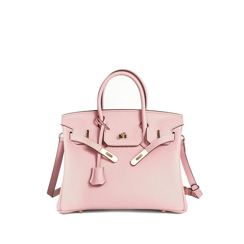 TrendAura Jessica Structured Leather Handbag - Timeless Elegance With Flap Closure And Detachable Strap