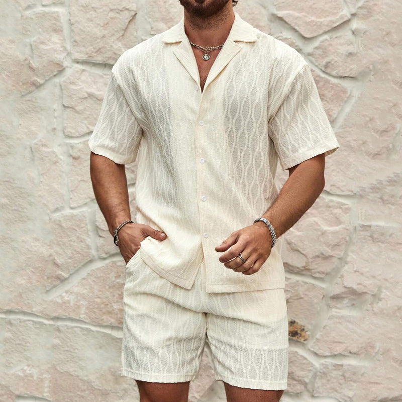 TrendAura Men's Lightweight Cotton Short Sleeve Shirt and Shorts Set, Relaxed Fit, 2-Piece Summer Casual