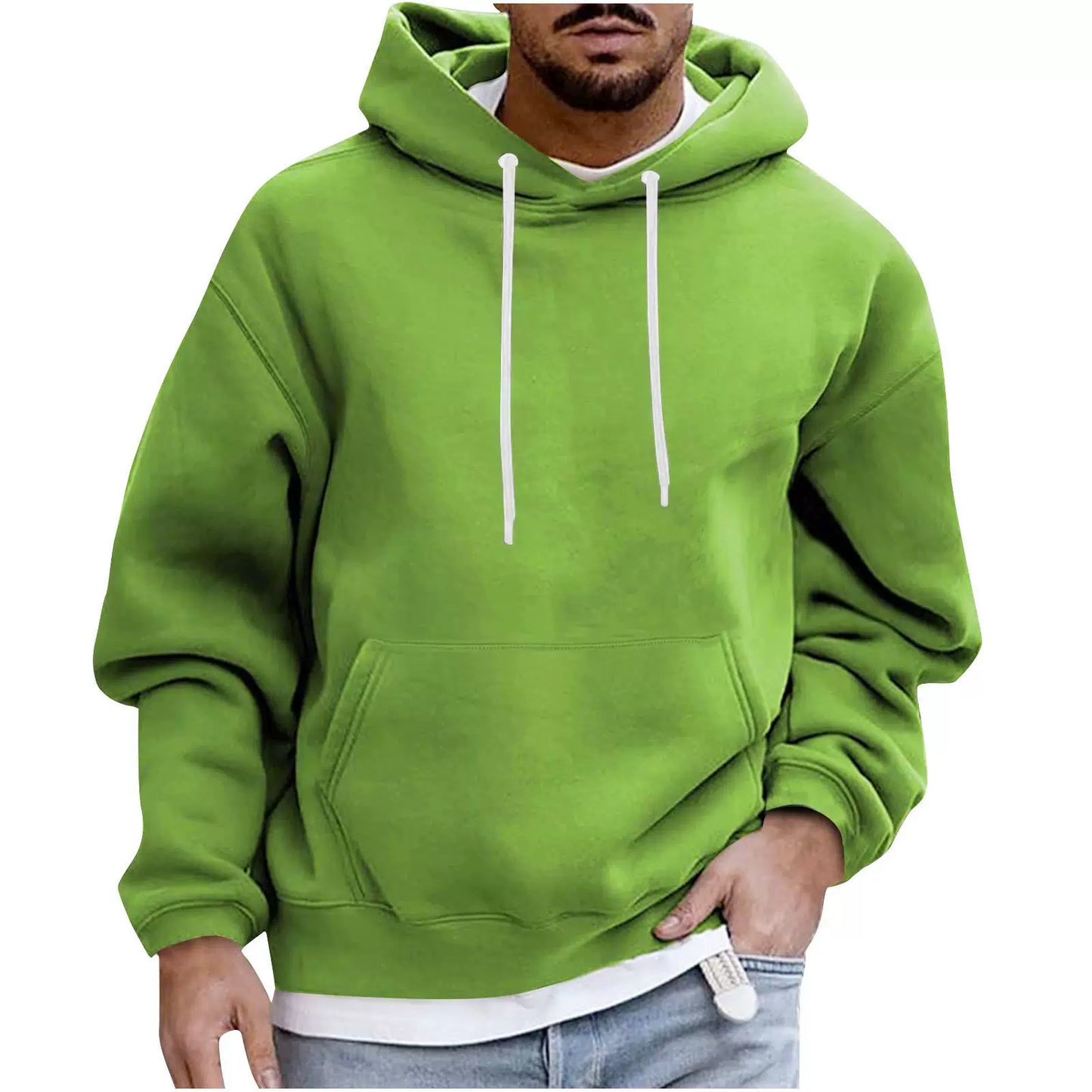 Nordisk Flair Mens Fleece Hoodie Loose Fit Drop Shoulder Kangaroo Pocket Ribbed Hem