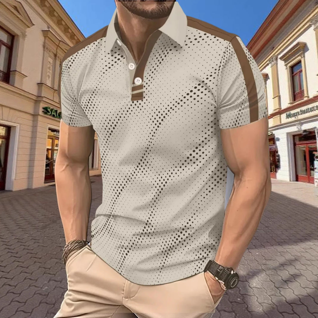 Mens Polo Shirt Slim Fit Breathable Cotton Blend With Graphic Pattern And Sporty Stripes Nordisk Flair