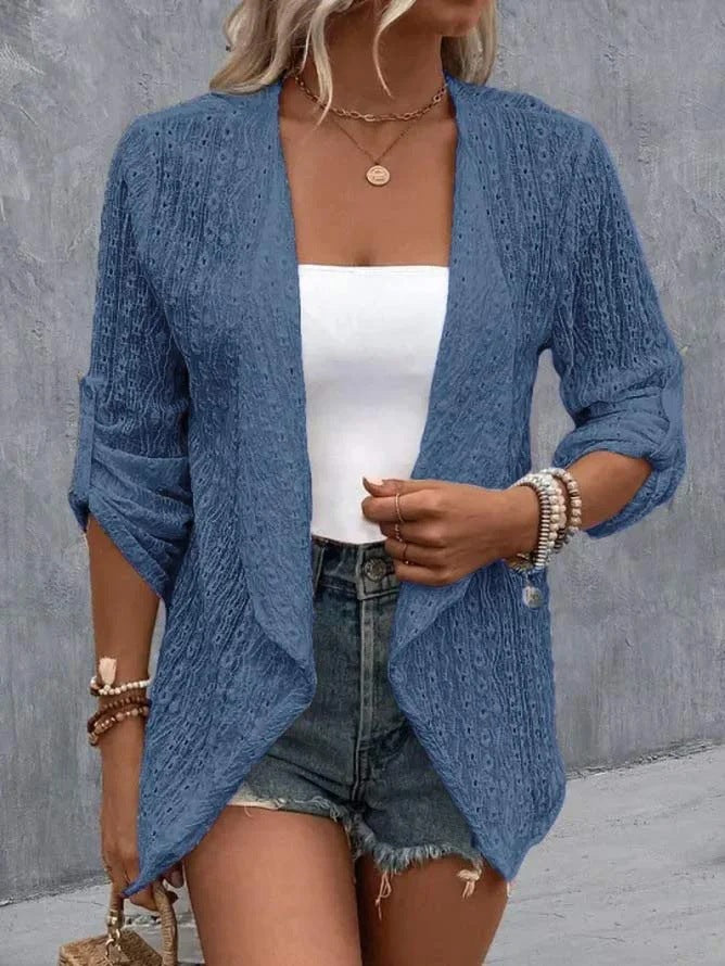 Women's Cardigan – Crocheted Knit – Open Front – Relaxed Fit – Boho Layering