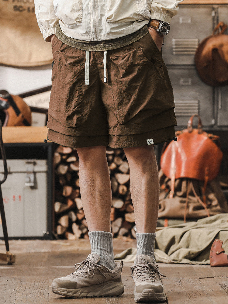 Men's Cargo Shorts Relaxed Fit Quick Dry Mesh Pocket Adjustable Waist For Outdoor Performance