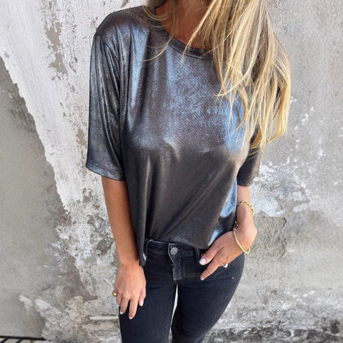 Women’s Blouse – Relaxed Fit – Short Sleeve – Flowy Lightweight Style