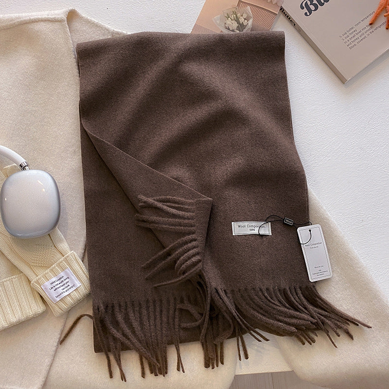 Women's Plain Tassel Scarf with Soft Fabric and Versatile Style - TrendAura