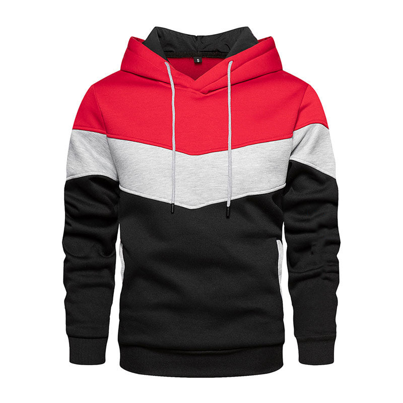 Men's Cotton Blend Colorblock Hooded Sweatshirt With Side Pockets Loose Fit Casual Everyday Wear