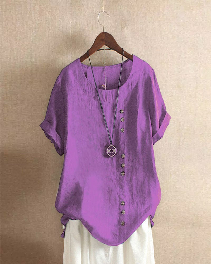 Short Sleeve Blouse With Round Collar For Women By Kelly Mullersmodehaus Versatile Chic Everyday Essential