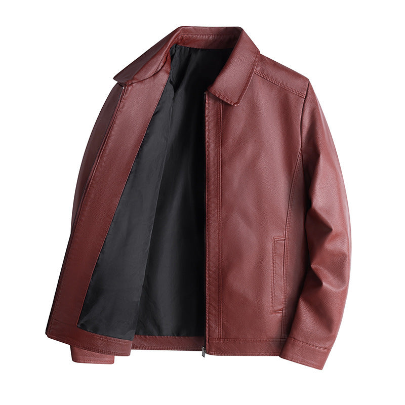 TrendAura Nordic Flair Men's Jacket With Tailored Fit And Smooth Leather Look Stand Collar Zipper Closure