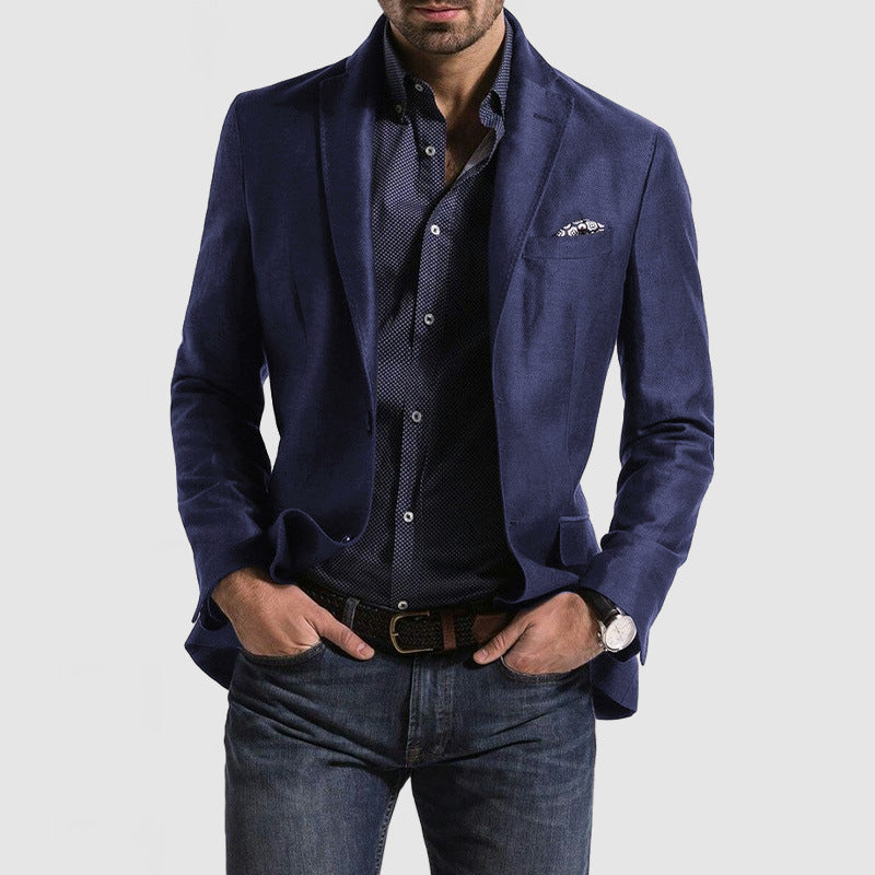 Men's Blazer Slim Fit Wool Blend Single Breasted Classic Notch Lapel Jacket For Smart Casual And Formal Wear