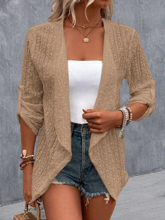 Women's Cardigan – Crocheted Knit – Open Front – Relaxed Fit – Boho Layering