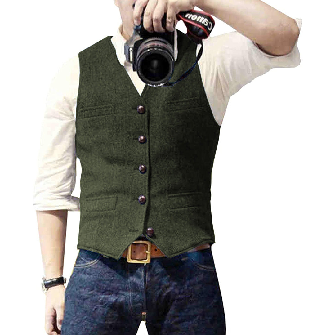 David Casual Denim Vest Slim Fit With Button Front And Practical Pockets By TrendAura