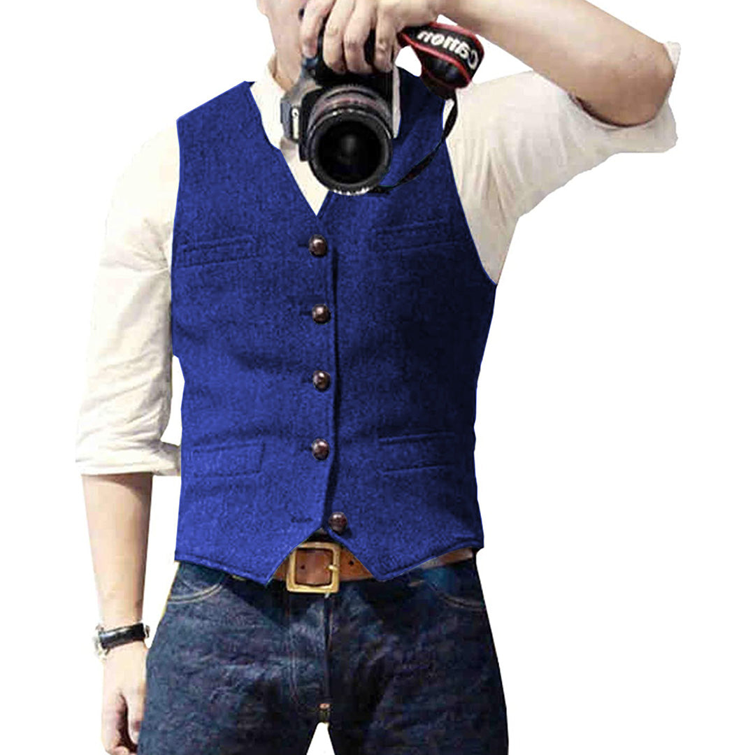 David Casual Denim Vest Slim Fit With Button Front And Practical Pockets By TrendAura