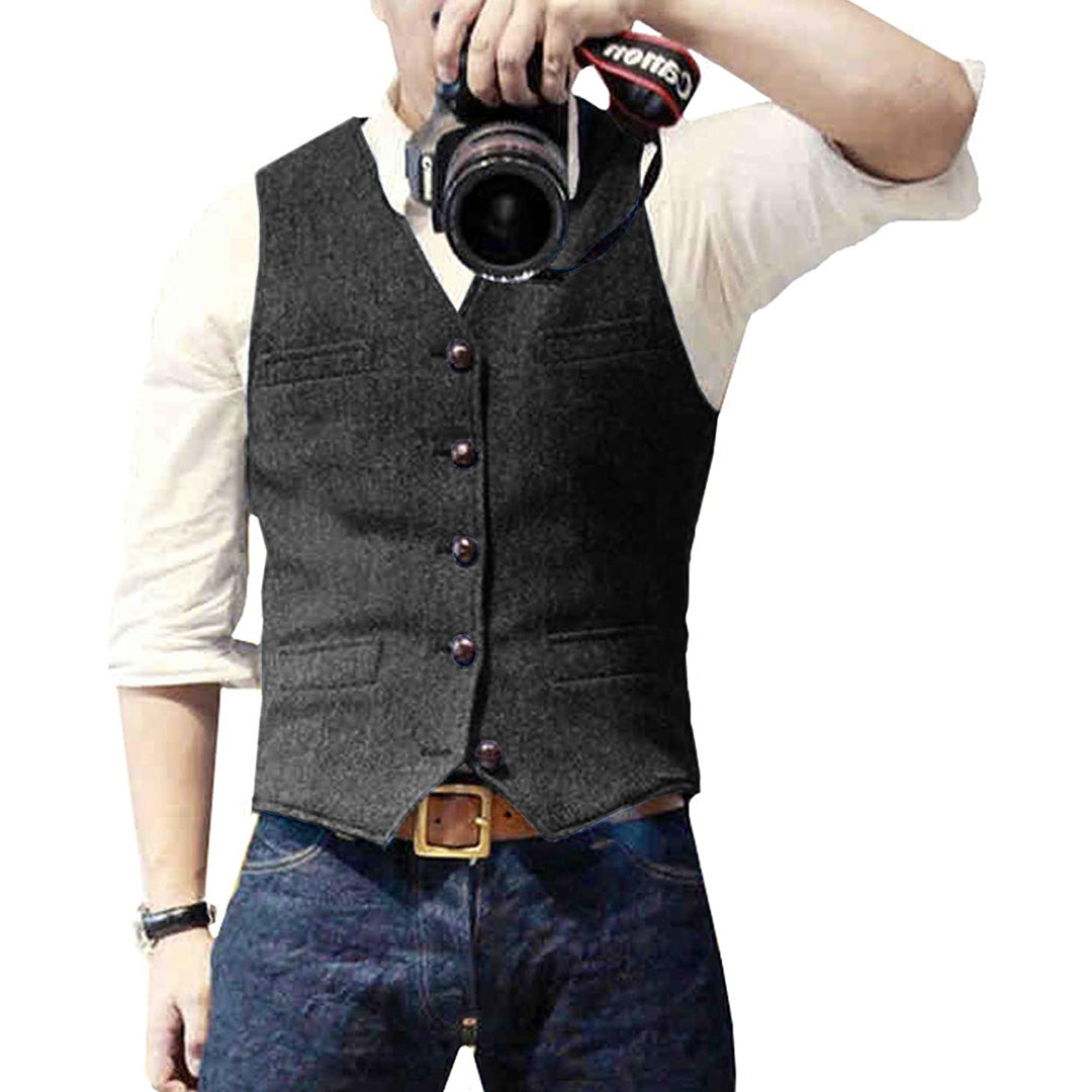 David Casual Denim Vest Slim Fit With Button Front And Practical Pockets By TrendAura