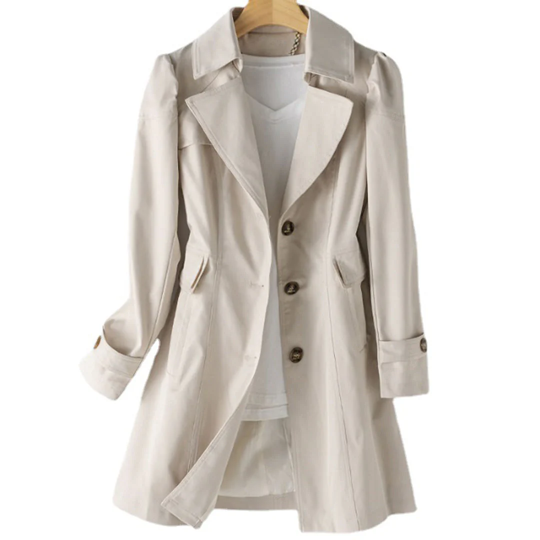 Women's Trench Coat Timeless Midseason With Classic Collar And Adjustable Cuffs For Everyday Wear