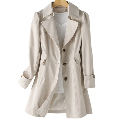 Women's Trench Coat Timeless Midseason With Classic Collar And Adjustable Cuffs For Everyday Wear