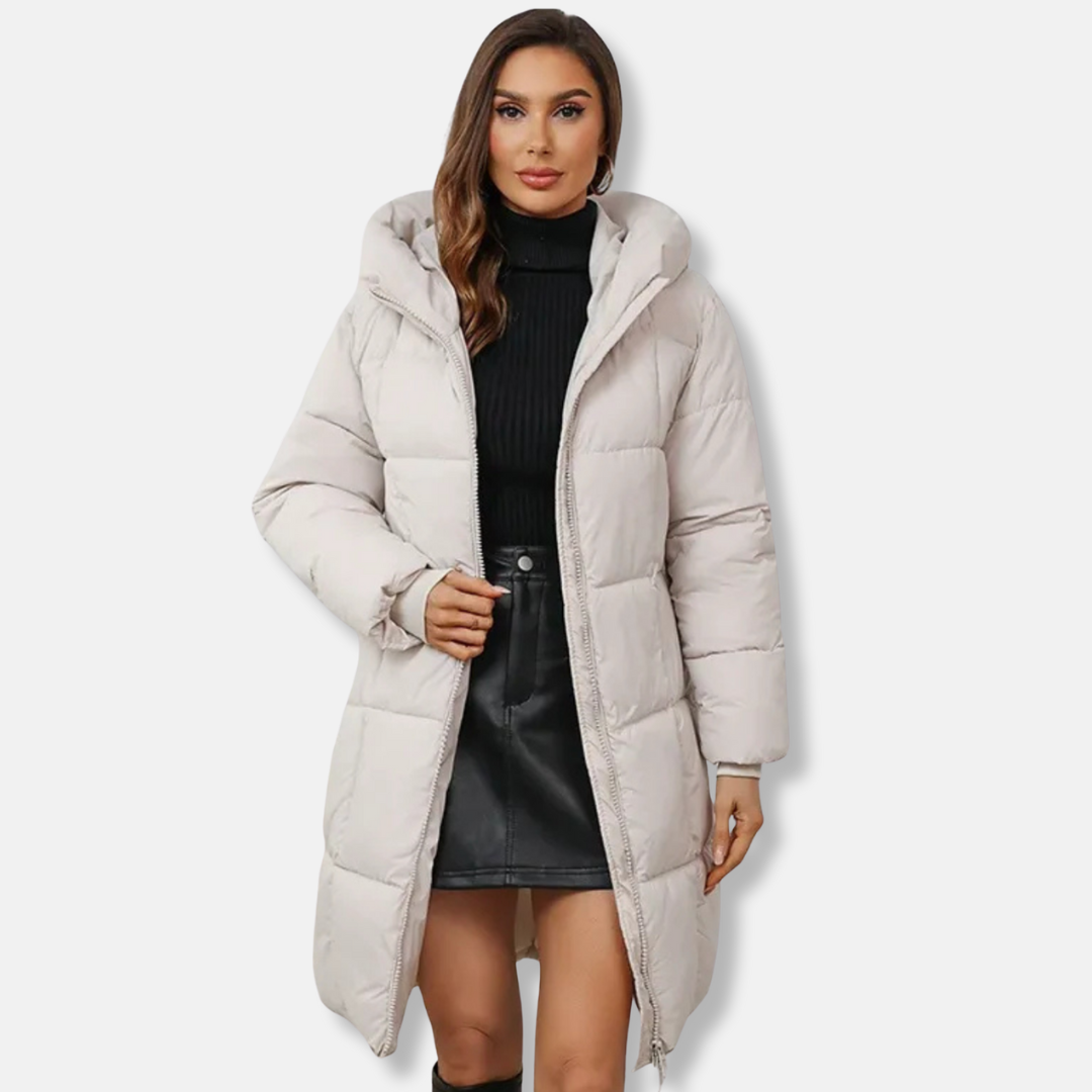 Women’s Puffer Coat - Quilted - Insulated - Hooded - Above Knee Length