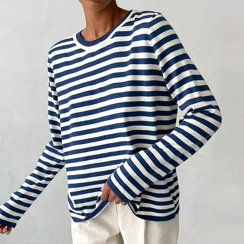 Sophie Striped Elegant Long Sleeve Shirt For Women Soft Cotton Versatile Wardrobe Essential