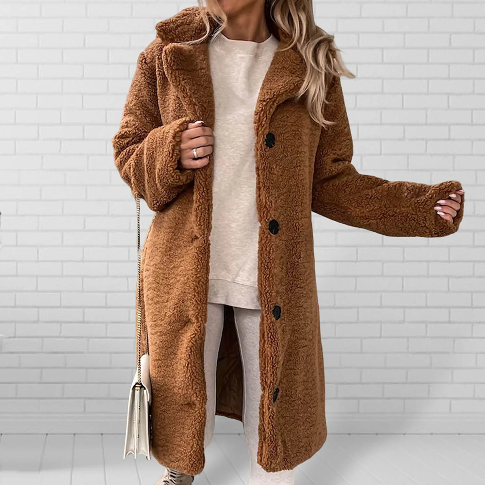 Sophie Plush Coat Luxurious Warm Long Winter Coat For Women Cozy Soft Texture Everyday Luxury