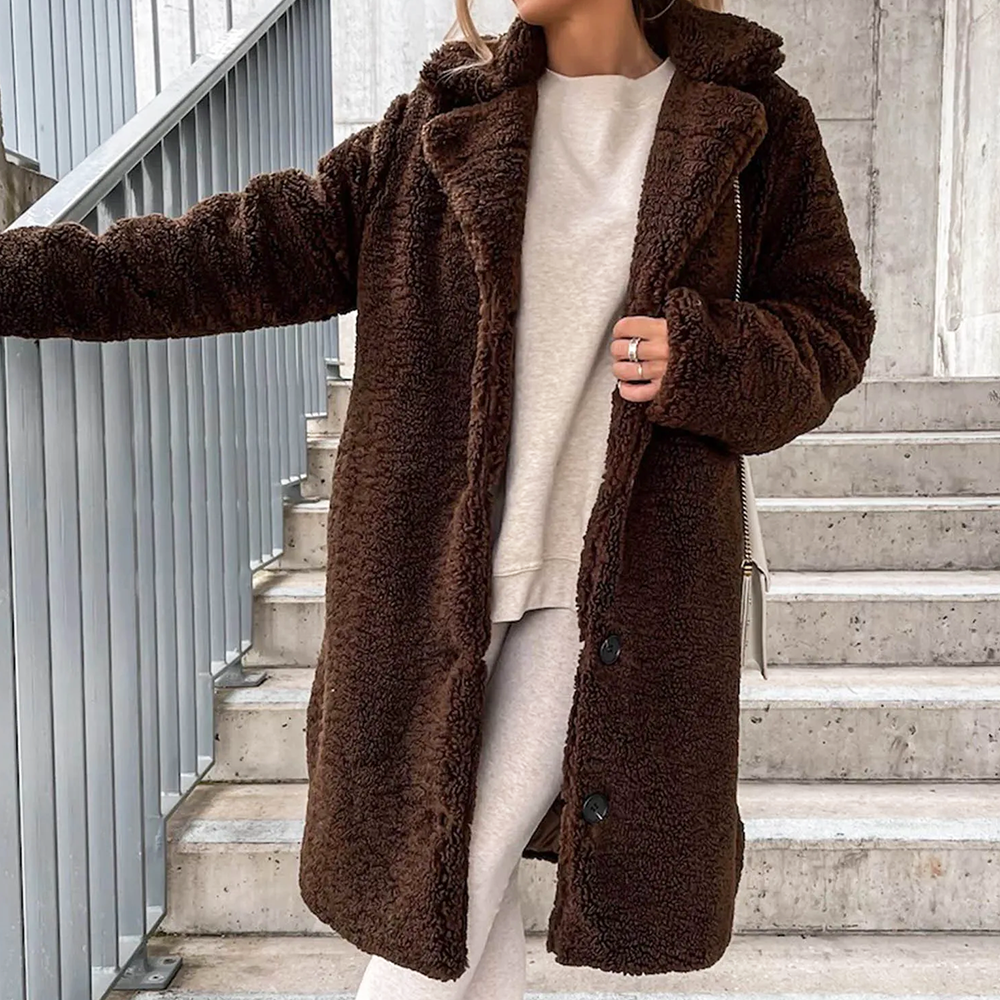 Olivia Plush Coat With Luxurious Fur-Like Finish Cozy Warmth Lightweight Comfort For Women