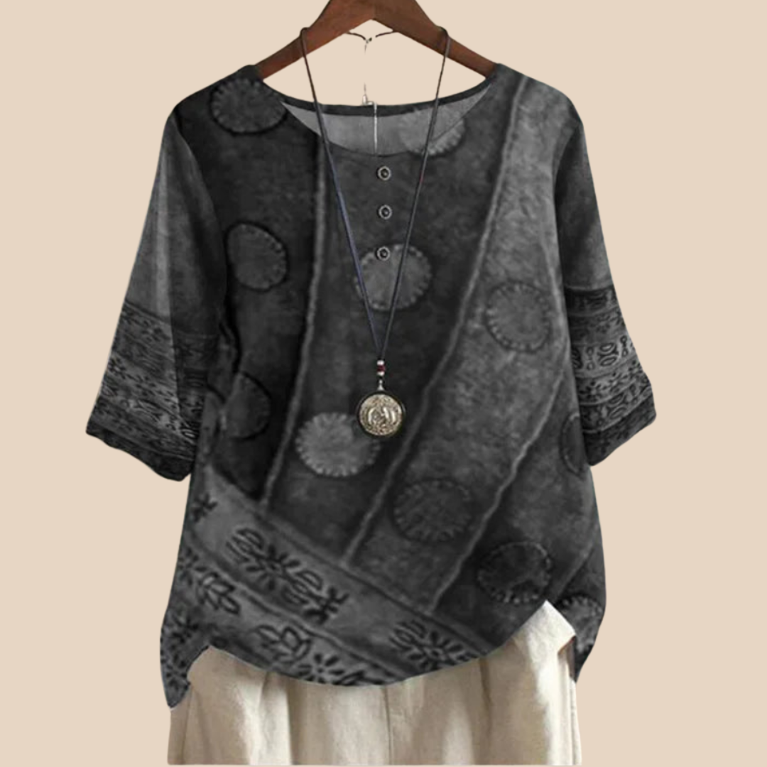 Jazz Breathable Bohemian Blouse For Women With Lightweight Fabric Relaxed Fit Vibrant Pattern