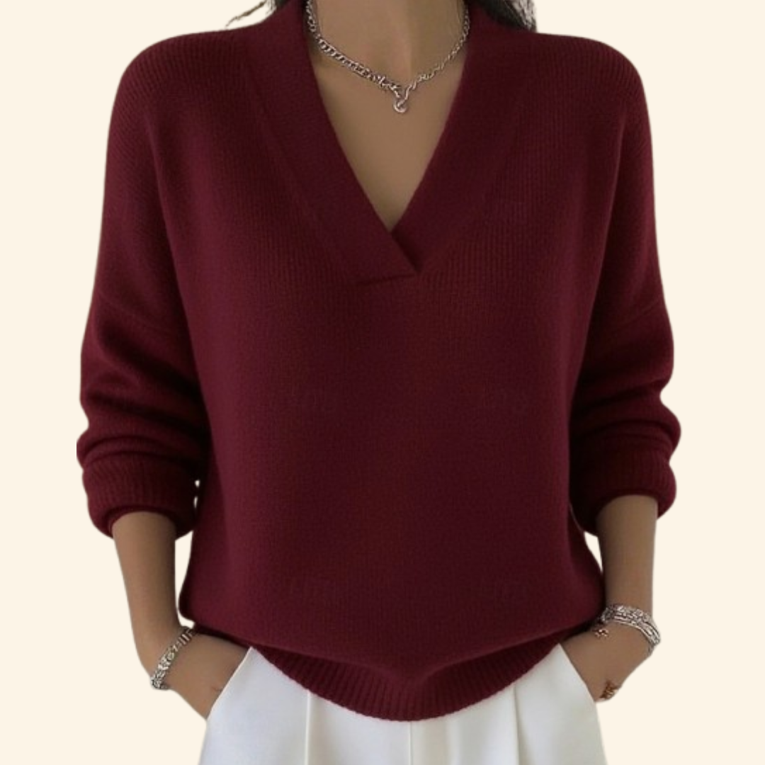 Women's V-Neck Blouse with Soft Fabric and Relaxed Fit - TrendAura