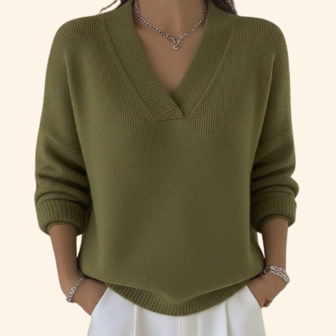 Women's V-Neck Blouse with Soft Fabric and Relaxed Fit