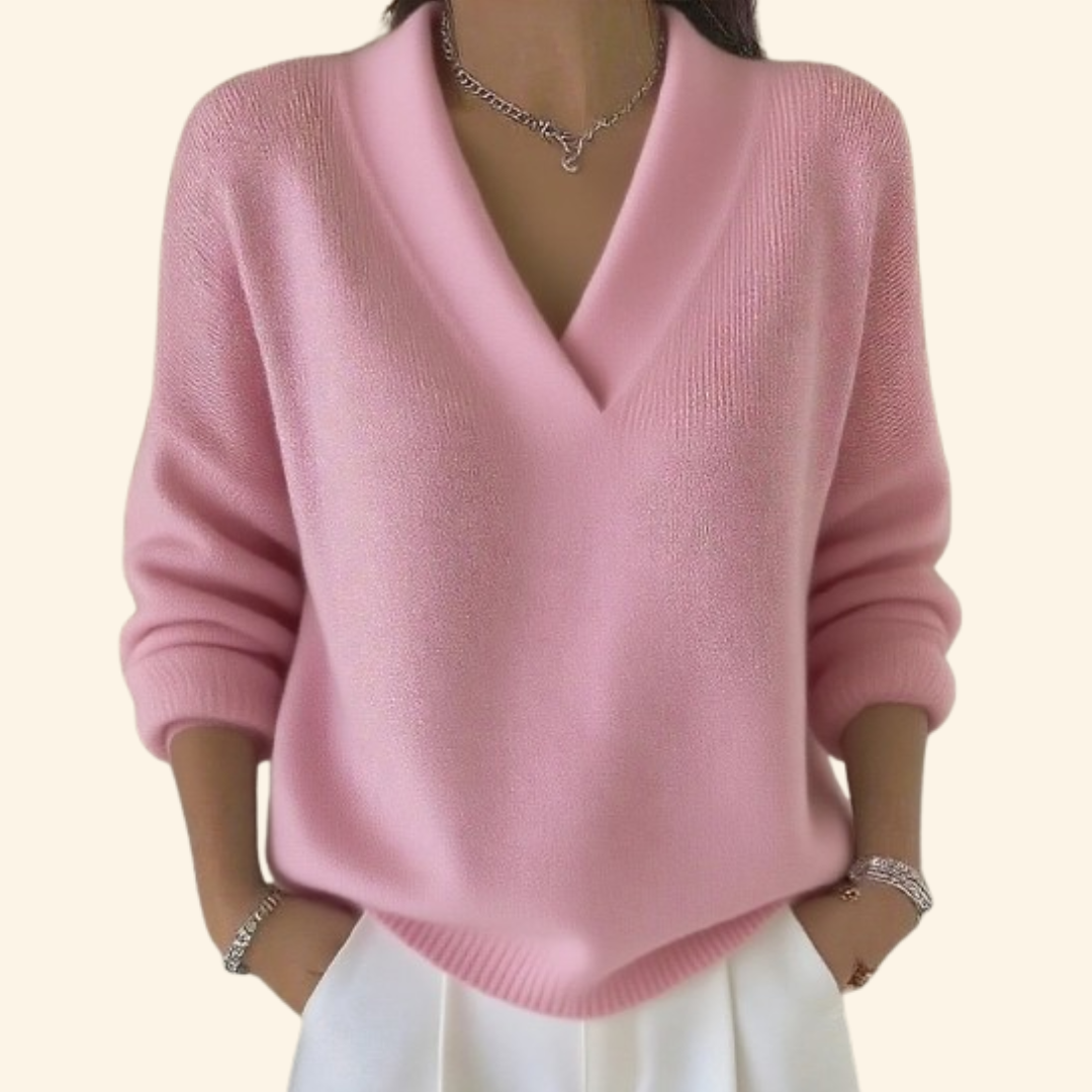 Women's V-Neck Blouse with Soft Fabric and Relaxed Fit