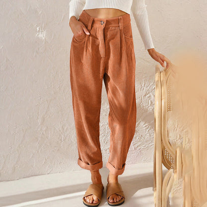 Women’s High-Waisted Corduroy Trousers | Winter Ready