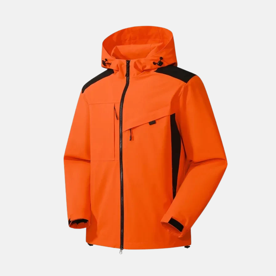 TrendAura Men’s Weather Resistant Hooded Jacket With Relaxed Fit Zip Pockets And Adjustable Hem