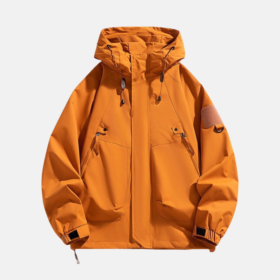 Mens Utility Jacket With Relaxed Fit And Water Resistant Technical Fabric And Multi Pocket Design