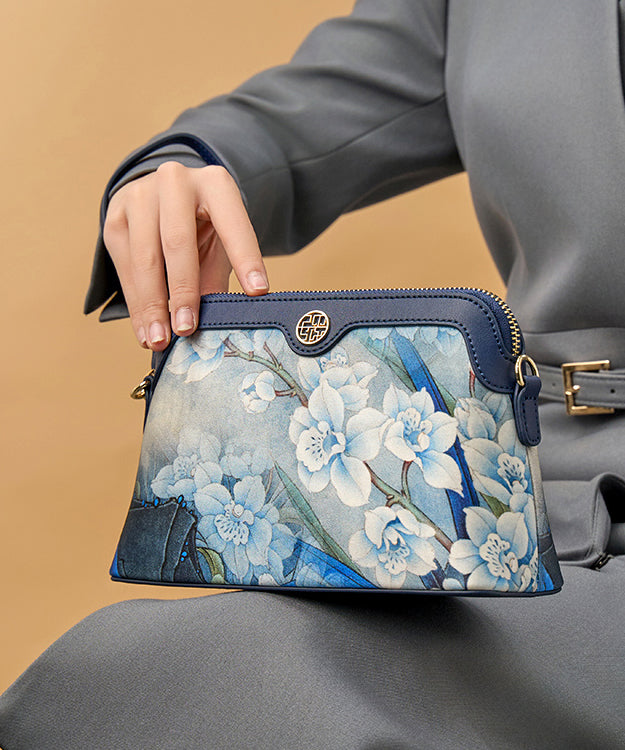 Pochette polyvalente en soie bio à imprimé bleu marine - TrendAura