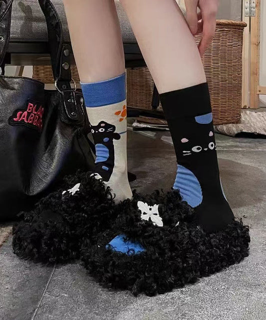 Chaussettes ras du cou en coton peigné au design asymétrique original - TrendAura