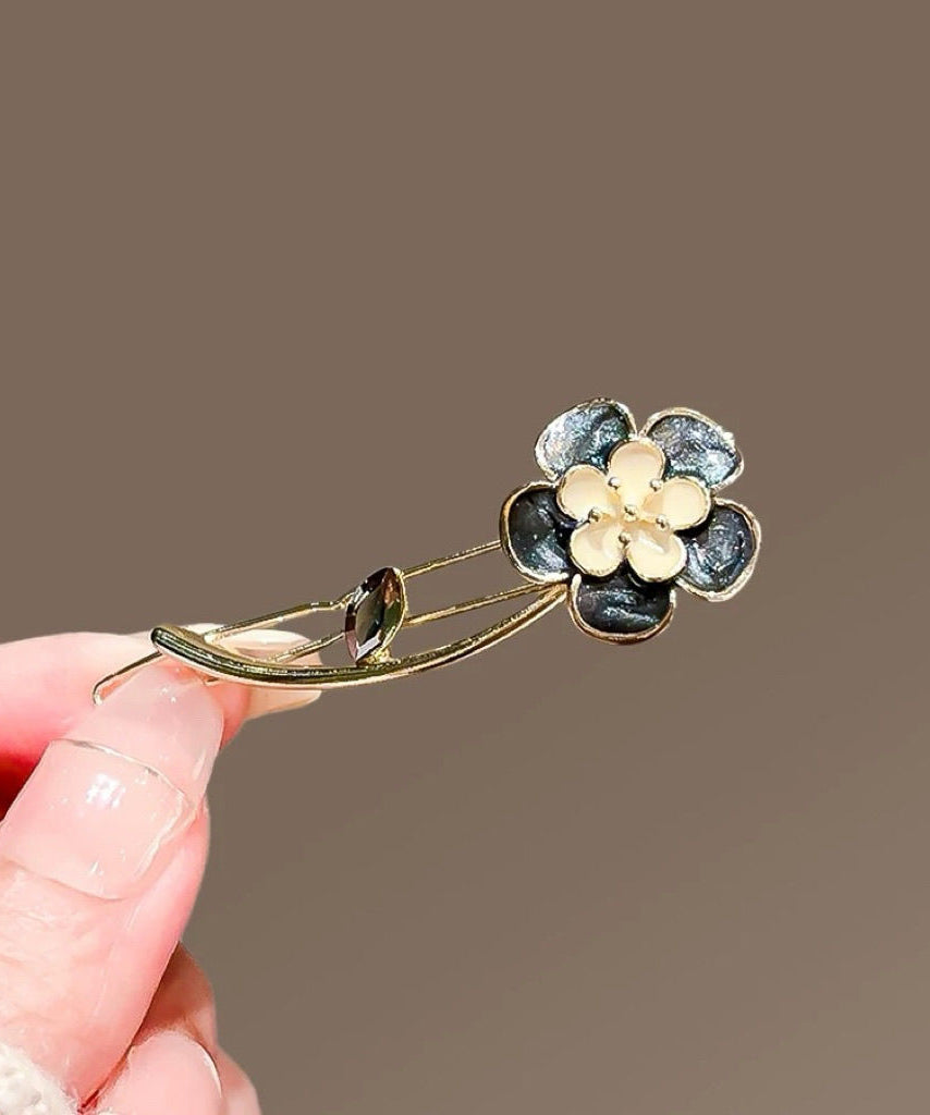 Épingle à cheveux florale en alliage noir au design original - TrendAura