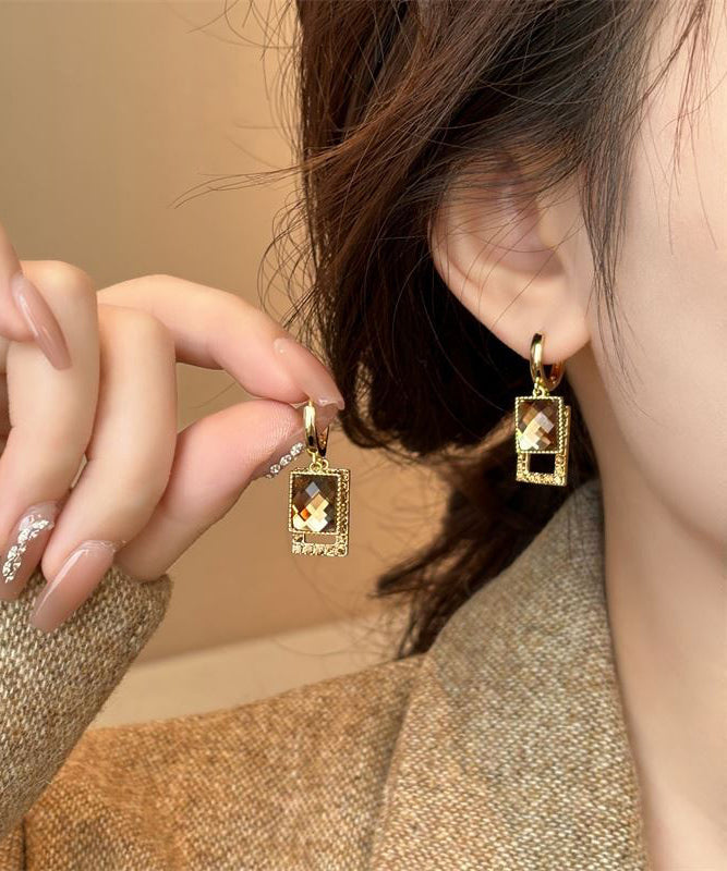 Boucles d'oreilles pendantes originales en alliage de cristal et zircon - TrendAura