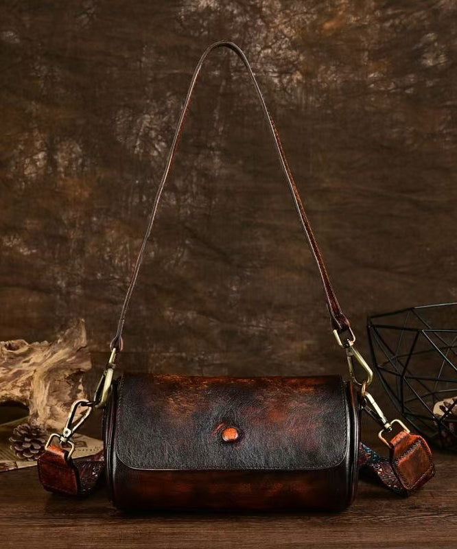 Sac à main en cuir de veau café au design original - TrendAura