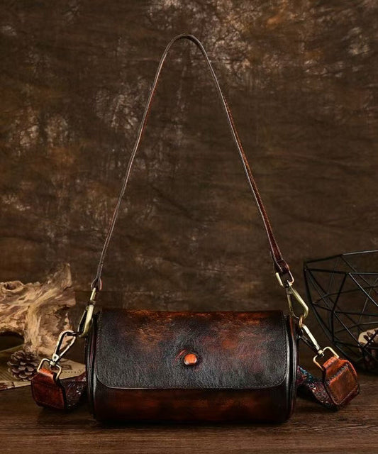 Sac à main en cuir de veau café au design original - TrendAura