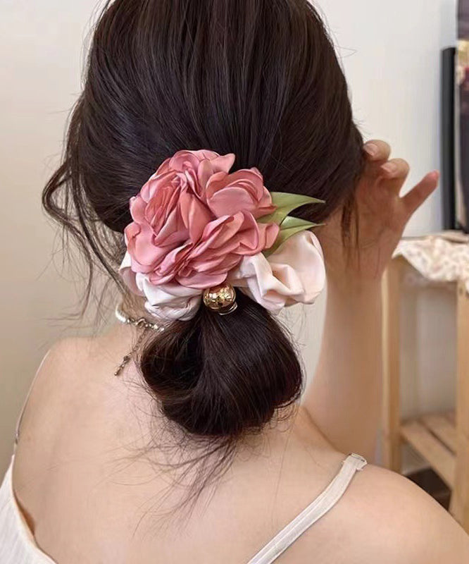 Bandeau en soie rose colorblock au design original - TrendAura