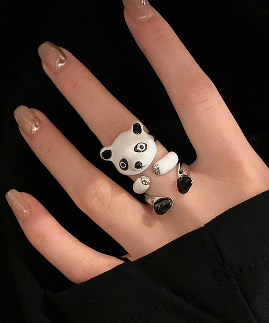 Bagues panda originales en cuivre émaillé - TrendAura